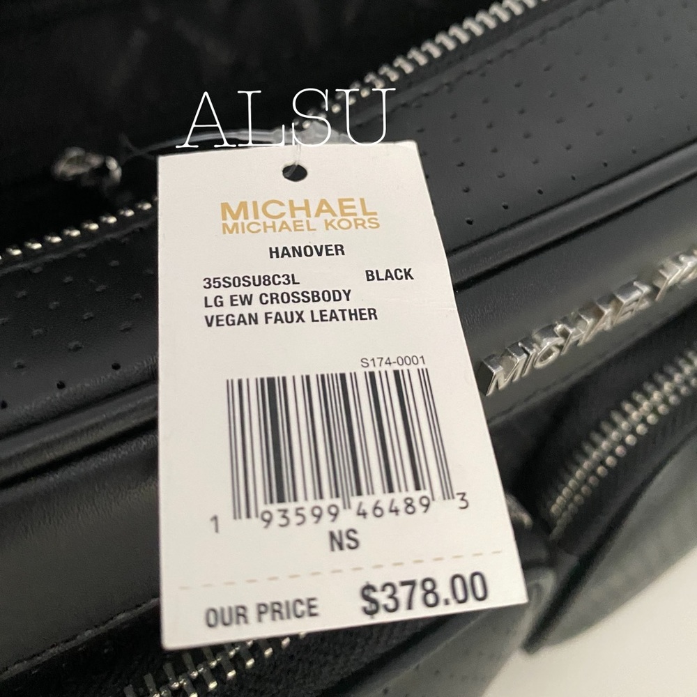 Michael Kors Hanover LG Crossbody Vegan Faux Le Bl - Picture 13 of 14